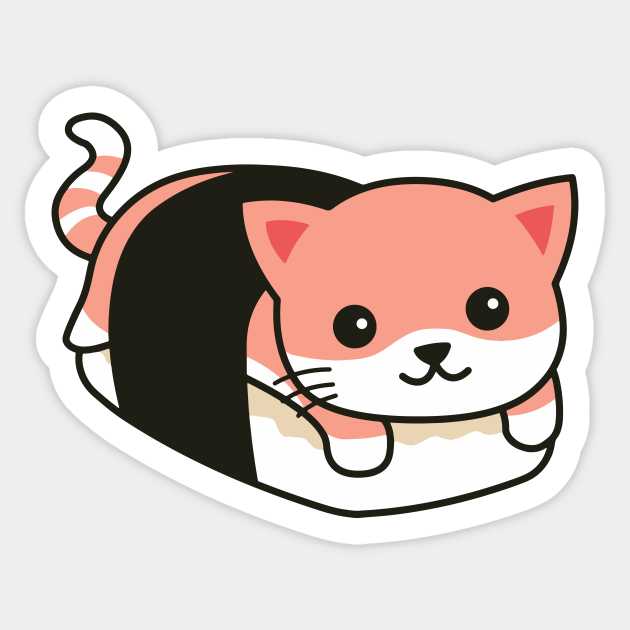 Cute Sushi Cat Roll Drawing - Sushi Cat - Sticker | TeePublic UK